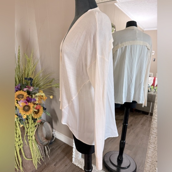 Nordstrom Signature • V Neck Mixed Media Cardigan - Picture 7 of 11